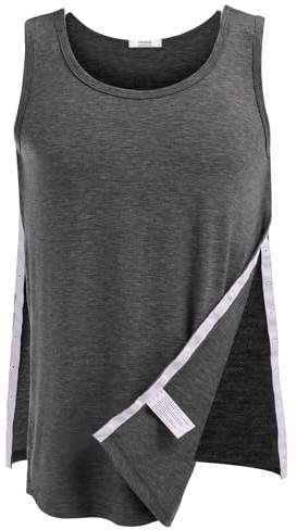 Deyeek Unisex Shirt nach Schulteroperationen Reha Tank Tops Herren Snap Open Tearaway Tanktop Damen mit Snap Chemo Rotatorenmanschette Kleidung Nach Chirurgie S-XXL