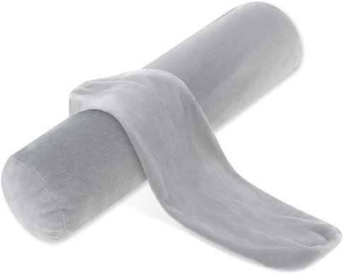 Prasacco 2 Stück Nackenrollenbezug, 43 x 10 cm Bezug für Nackenrolle Grauer Nackenkissenbezug mit Reißverschluss Lange Runde Nackenkissenbezug für Kissenrollen aus Memory-Schaum und Nackenkissenrollen