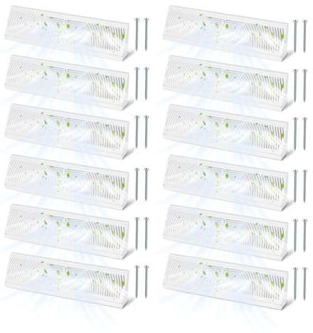 Aremae 12 Pack Baseboard Register Vent 15 Inch - RoundFlow Design for Maximum Air Flow - Smooth-Glide Air Adjust Lever - Heavy Duty Rust-Proof Steel - Tool-Free Easy Installation