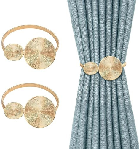 HAFRILY Vorhang Raffhalter Verstellbare Raffhalter für Vorhänge Legierungsfeder für Gardinen Zubehör für Wohnzimmer Schlafzimmer Büro (2 Stück Gold Lotusblatt)