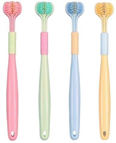 4 Stück Hundezahnbürste, Dreifach Köpfe Hundezahnbürsten, Superweiches Zahnbürste Hund, Rundumreinigung, Fördert Eine Gesunde Mundhöhle