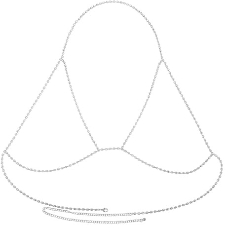 Caiguoer Or/Argent Cristal Soutien-gorge Chaîne Mode Simple Chaîne de Corps Strass Sexy Bikini Boîte de Nuit Chaîne de Corps Accessoires pour Femmes et Filles, Eine Größe, Plastique