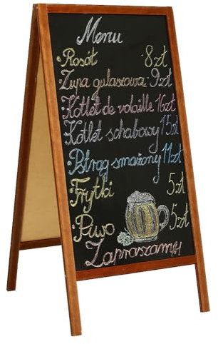 Kreidetafel Aufsteller aus Holz 60x120 cm – Kundenstopper beidseitig – Großer klappbarer Werbeaufsteller mit Tafel – Ideal für Gastronomie, Läden & Veranstaltungen