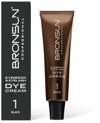 BRONSUN® Tinta in Crema per Ciglia e Sopracciglia | Colorazione Intensa e Lunga Durata | Formula Delicata Senza Ammoniaca | con Cheratina, Seta e Vitamina E | Nero №1 – 15ml