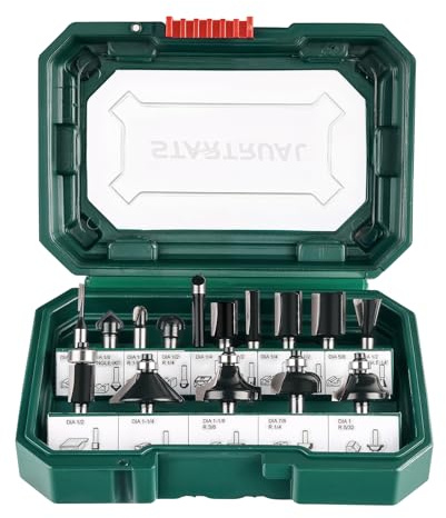 STARTRUAL 15-Piece Router Bits Set, 1/4 Inch Shank, Woodwork Tools for Professional and Beginners Carpenter