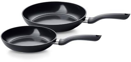 Fissler Pfannen-Set 2-teilig 24 + 28 cm Essential Black – Aluminiumpfannen beschichtet, Keramik, Induktion, hergestellt ohne PFAS/PTFE – MADE IN GERMANY