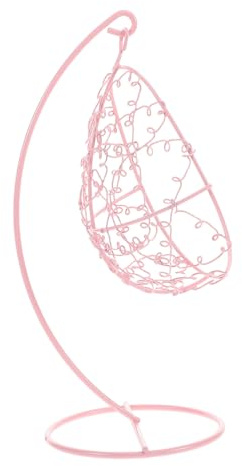 ibasenice Miniature Patio Hammock Swing Chair for Indoor and Outdoor Decoration, Pink Metal Mini Swing Accessory, Garden Hanging Rocking Chair Ornament for Bedroom and Dollhouse