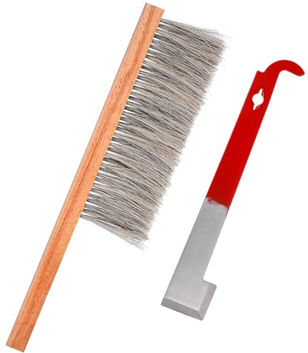 DOITOOL Set di Strumenti per Arnia Gancio J in Ferro e Spazzola in Legno per Apicoltura Raschietto Multifunzione per Pulizia e Manutenzione Arnie