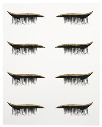 MUSISALY Pegatinas Adhesivas para Línea de Ojos Purpurina 4 Pares Dorados, Delineador Resistente al Agua, Maquillaje Rápido para Mujeres en Fiestas y Cosplay