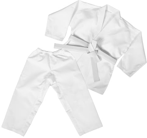 Yardwe Martial Arts Performance Uniform Set for Adults, Thickened White Taekwondo Suit with Belt, Reinforced Training Martial Arts Outfit for Practice and Cosplay