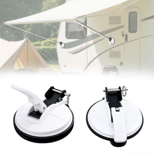 2-pack vita markisfästen – stödben för husbilsmarkiser – kompatibel med Volkswagen T6 T5 T4 T6.1, Ford Nugget Vans, campare, husvagnar och husbilar.