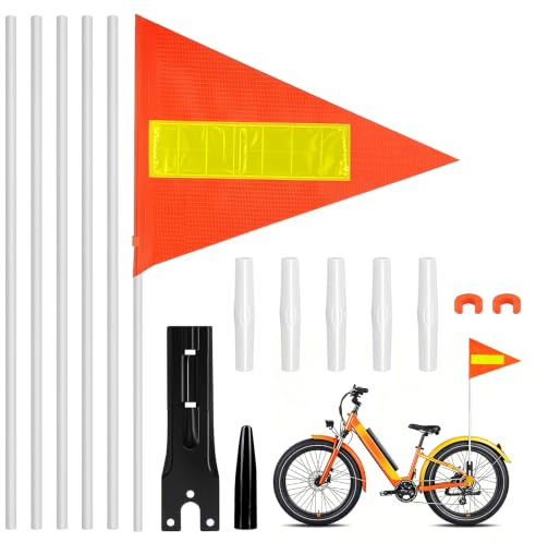 Reflekterande flagga för cykelvagn, 200 cm justerbar orange cykelflagga, säkerhetsvimpel för barncykel, cykelkärra och cykel, varningsflagga med hög synlighet