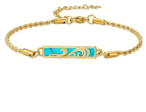 Seiyang Pulsera de plata de ley 925 con diseño de ondas, árbol de la vida, setas, fase lunar, colibrí, barra ajustable, joyería de verano, regalos para mujer, 9 Inch, Base, Circonita creada