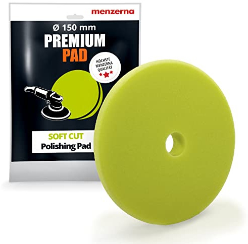 Menzerna Esponja de pulido de 150 mm, color rojo, amarillo, verde y azul, almohadilla de espuma de pulido (150 mm, color verde, almohadilla de espuma de corte suave)