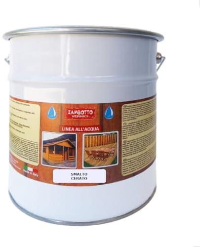 ZAMBOTTO VERNICI Smalto Cerato All'acqua Lucido Per Legno Per Interni Ed Esterni Da 0,75 A 5 Litri, RAL 7046 - Grigio tele due 225, 5L, Lucida