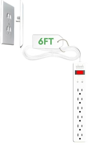 Sleek Socket Original & Patented Ultra-Thin Outlet Concealer with Cord Concealer Kit, Flat Extension Cord with Multi Outlets Surge Protector Power Strip, Ideal for Home Office and Home Theater