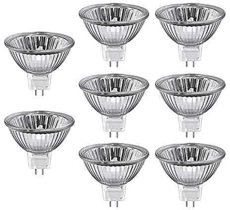 Sarveeta MR16 halogenlampor 50 W dimbara, 12 V Gu5.3 halogenlampor 2 stift bas, 2 800 K varm häxa, 400 lumen, 42° strålvinkel (paket med 8)