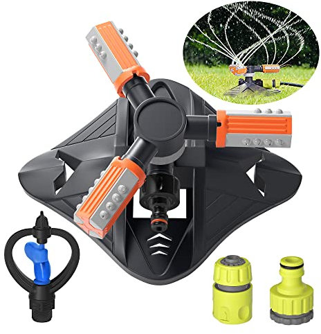 Garden Sprinkler,Automatic 360 Degree Rotating Garden Sprinkler with Quick Connectors