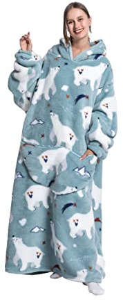 Pterygoid Extra longue Sweat à Capuche Couverture,Couverture à Capuche surdimensionnée,Capuchon Sherpa Peluche à Manches TV Plaid Couvertures Adulte Femme Homme Unisexe