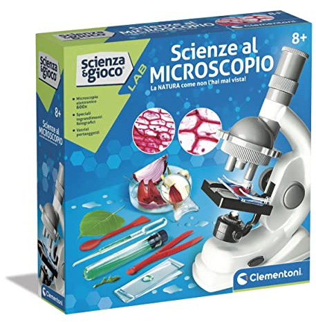Clementoni - 19309 - Scienza E Gioco Lab - Scienze al Microscopio, Laboratorio Microscopio Ottico con Oltre 50 Esperimenti Scientifici per Bambini dagli 8 Anni (Gioco in Italiano)