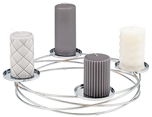 bremermann Kerzenhalter in Kranzform, für Stumpenkerzen, Kerzenständer (Silber)