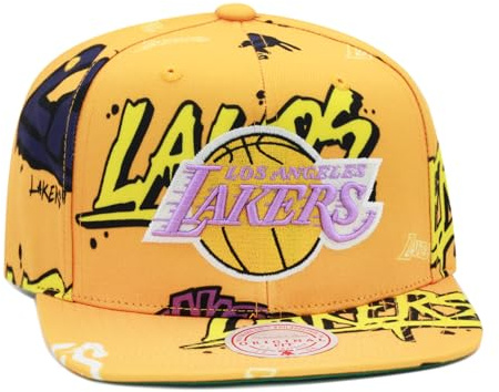 Mitchell & Ness Casquette à languette NBA Pack d'autocollants Snapback Los Angeles Lakers Jaune, Jaune, Taille unique, Jaune, Taille unique