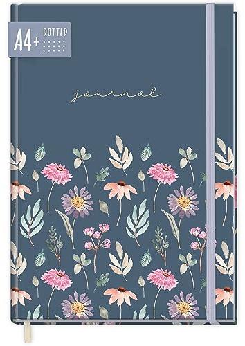 paper&you® Dotted Journal punteggiato A4+ con banda elastica Flying Flowers 156 pagine, taccuino, quaderno per schizzi, diario - sostenibile e rispettoso del clima
