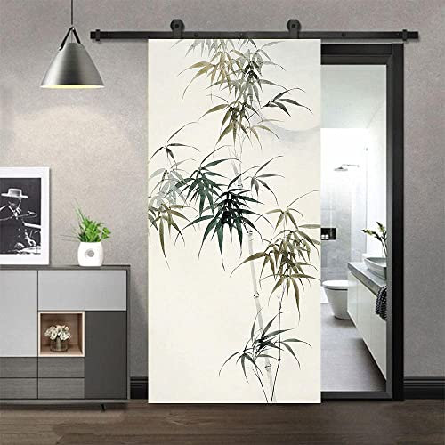 Adesivi Per Porte 3D Per Porte Interne Piantare Foglie Di Bambù 90 X 210 Cm 3D Murale Autoadesivo Decorazione Della Casa Adesivo Da Parete Adesivo Artistico Camera Da Letto Soggiorno Poster Rimovibil