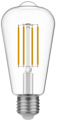 BeBulbs Lampadina LED Edison ST64 N02 (E27, 7W, 806 lm, 3500K, trasparente, dimmerabile) – Filamento lineare a basso consumo – Durata oltre 15.000 ore