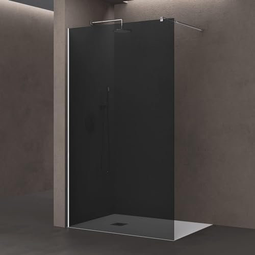 doporro Luxus Duschwand für Dusche Duschabtrennung 80x200cm Walk-In Dusche 10mm ESG-Sicherheitsglas vollgrau inkl. Nanobeschichtung Bremen02VG