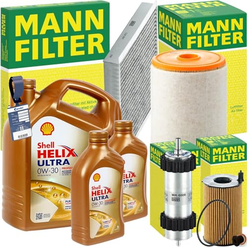 BandelOne enthält Mann Inspektionspaket+Shell 0W-30 Motoröl passend für 3.0 Tdi A6 C7 A7 4G
