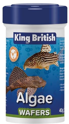 King British – Wafers de Algas 40g: Alimento Completo hundible con multivitaminas e Ingredientes Naturales para Peces de Fondo como los bagres y los Peces Que comen Algas