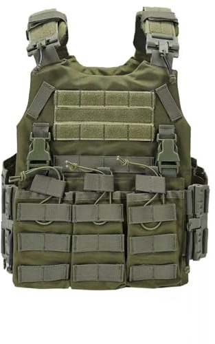 SINAIRSOFT Gilet tactique à détachement rapide, Gilet léger réglable MOLLE pour airsoft pour l'entraînement en plein air, vert militaire, Taille unique