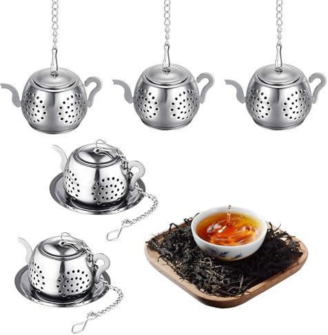 Zonoori 5 pezzi colino per tè sfuso, in acciaio inox, tazza rotonda per tè e uovo, infusore
