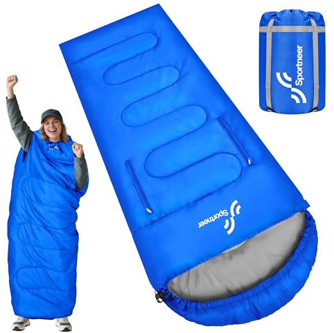 Sacco a Pelo 3-4 Stagioni 200×85 cm, Impermeabile e Leggero 1,7 kg, con Design Indossabile per Muovere le Braccia, per Campeggio, Viaggi, Festival e Uso Interno/Esterno – Adulto
