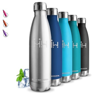 Gourde Isotherme 750 ml, Sans BPA, Gourde Sport, 24h Froid & 12h Chaud, Inox, Anti Fuite, Facile à Transporter, Acier Inoxydable, pour Camping, Randonnée, Running, Vélo, Yoga