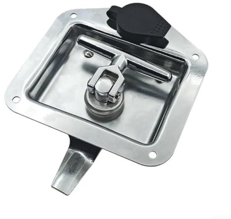 Serratura a T per rimorchi, in acciaio inox, con chiavi, colore: argento