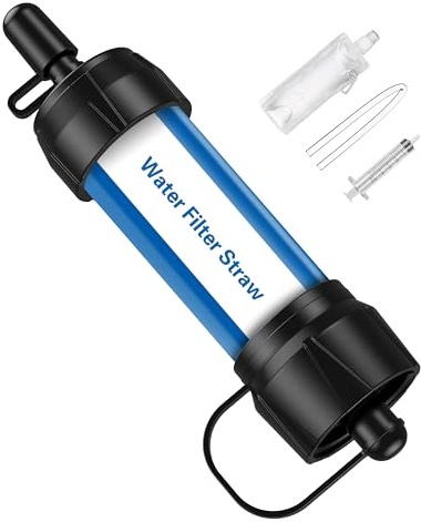 GOLDJU Wasserfilter Outdoor, Stufen 0,1-Mikron tragbare Wasserfilter Camping, 5000L Wasserreiniger Survival Ausrüstung für Wandern Camping Reisen und Notfall, Blau