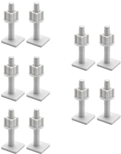 10 White Toilet Seat Screws, Stainless Steel and PP Material, 2.7x 6 Cm Toilet Seat Bolts and Nuts, Durable Hinge Screws for Secure Toilet Seat Fittings, Cage Nuts and Bolts for Bathroom Maintenance
