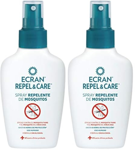 Ecran Repel Care, Spray Repelente de Mosquitos sin Alcohol - Spray Antimosquitos con Hasta 6 Horas de Protección - Ideal para Toda la Familia - Formato Viaje de 100 ml (Paquete de 2)