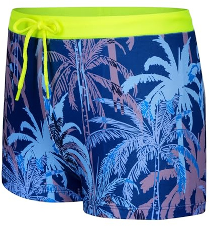 SEAUR Baddräkt för pojkar, korta mönster, tights, badshorts med foder, justerbar, snabbtorkande, badbyxor, barn, 128–164 (7–14 år), Coconut - marinblå, 140