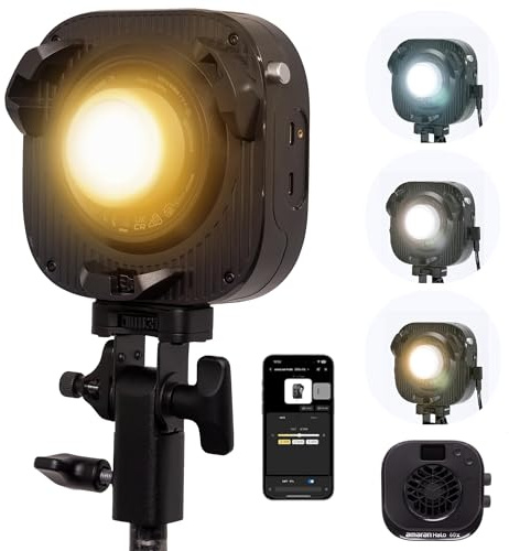 Amaran Halo 100 x COB LED video ljus 100 W CCT 2700 k-6500 k, 4,890 lux @ 1 | Ultrakompakt reseljus, USB-C PD-strömförsörjning, app/NFC-kontroll, Bowens-Mount för YouTube TikTok Studio