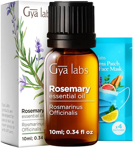Gya Labs Reines Rosmarinöl für Haarwachstum Haaröl Gegen Trockene Kopfhaut – 10 Ml – 100 % Unverdünntes Ätherisches Rosmarinöl Haare – Therapeutische Qualität - Gegen Haarausfall – Auch für Diffusor