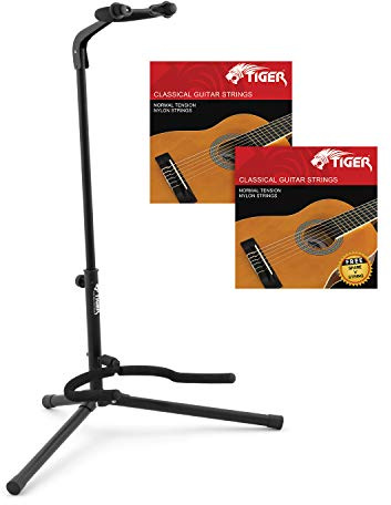 Tiger universalgitarrhållare och 2 förpackningar konsertgitarrer strängar