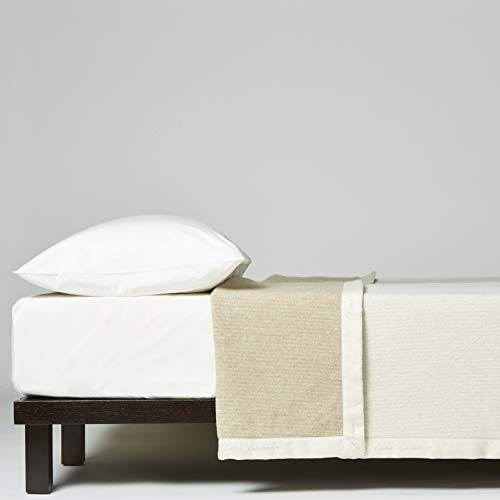 LANEROSSI Coperta Matrimoniale Maxi Serenella, Coperta in Cashmere e Lana Vergine, 230x270 cm, Bianco/Beige Double Face