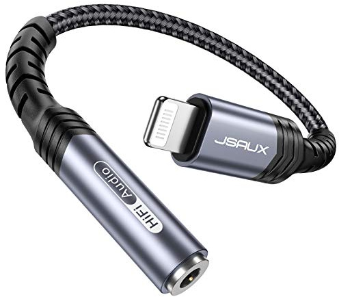 JSAUX Lightning to 3.5mm Headphone Adapter MFI Certification Aux Adapter, Lightning to Jack Audio Adapter for iPhone 11/11 Pro/11 Pro Max/X/XS/XS Max/8/7/6/8 Plus/7 Plus/6 Plus etc. grey