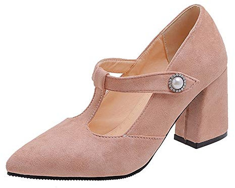 Smilice Dam elegant blockklack pumps bröllopsskor, ROSA, 44 EU