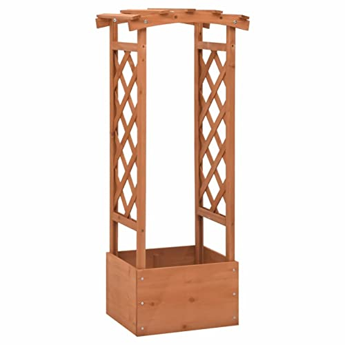 Gecheer Garten-Pflanzkübel Blumenkasten mit Spalier Pflanzkasten Rankhilfe Rankkasten Rankgitter Blumenkübel Blumenständer Pflanzkübel Garten 49x39x117 cm Tannenholz