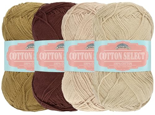 BambooMN JubileeGarn bomull utvalt garn – sportvikt – 50 g/skein – nyanser av brunt – 4 nyanser