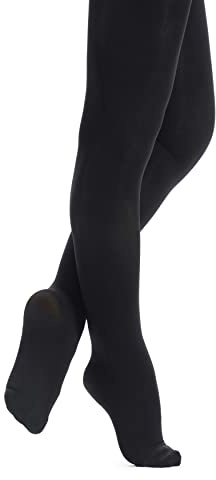 tanzmuster Ballettstrumpfhose Damen - Kira - mit Fuß - Schwarz Größe M - schwarze Strumpfhose fürs Ballett - Ballettkleidung für Erwachsene